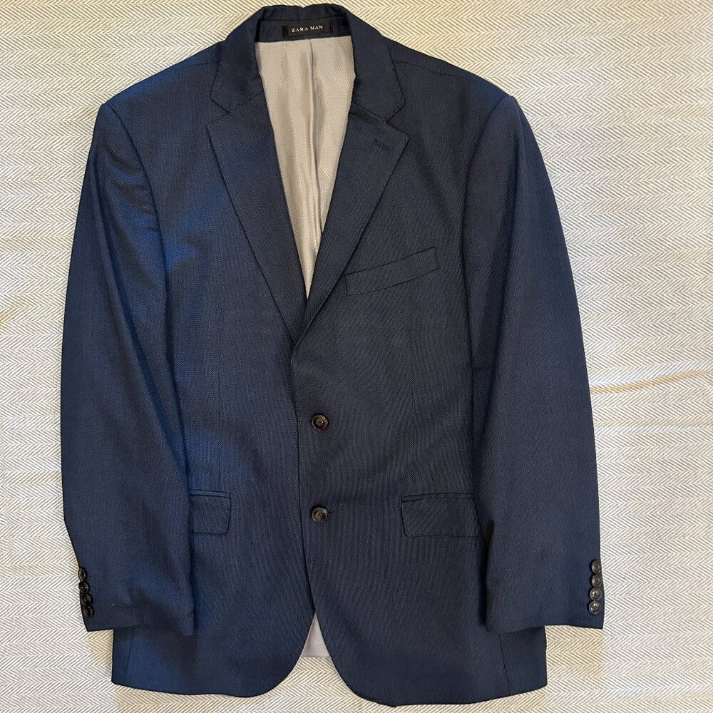 Zara Men's Tailored-Fit Suit Coat in Navy